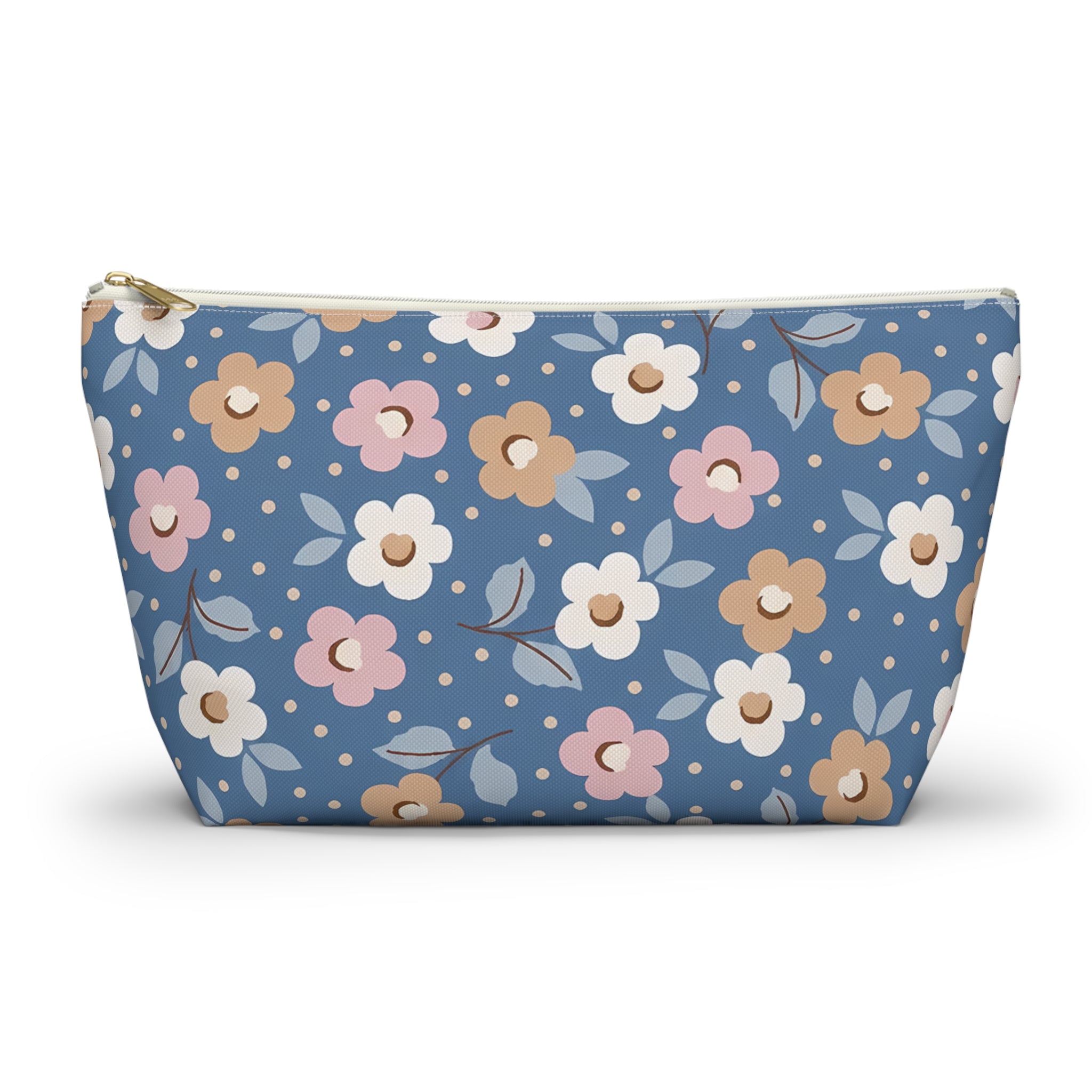 Retro Daisy Floral Accessory Pouch | T-Bottom Cosmetic Bag