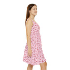 Pink Tiny Rose Floral Skater Dress