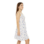 Blue Floral Print Skater Dress