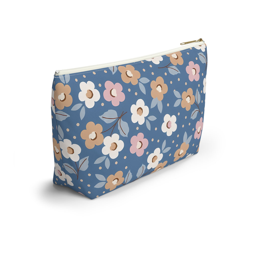 Retro Daisy Floral Accessory Pouch | T-Bottom Cosmetic Bag