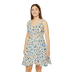 Blue and Yellow Ditsy Floral Skater Dress