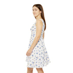 Blue Floral Print Skater Dress