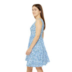 Blue Floral Pattern Skater Dress