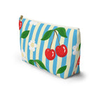 Cherry Blossom Stripe Accessory Pouch | T-Bottom Cosmetic Bag