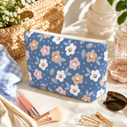 Retro Daisy Floral Accessory Pouch | T-Bottom Cosmetic Bag
