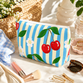Cherry Blossom Stripe Accessory Pouch | T-Bottom Cosmetic Bag