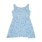 Blue Floral Pattern Skater Dress
